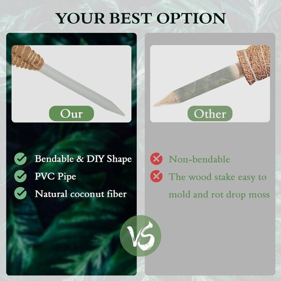 2 Pack 25 Inch Coco Coir Moss Poles for Climbing Indoor Plants - Handmade Plant - Picture 7 of 7